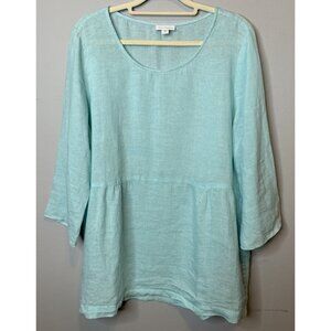 Purejill Medium Linen Top Blue Lagenlook Lightweight Breathable Women’s M Tunic